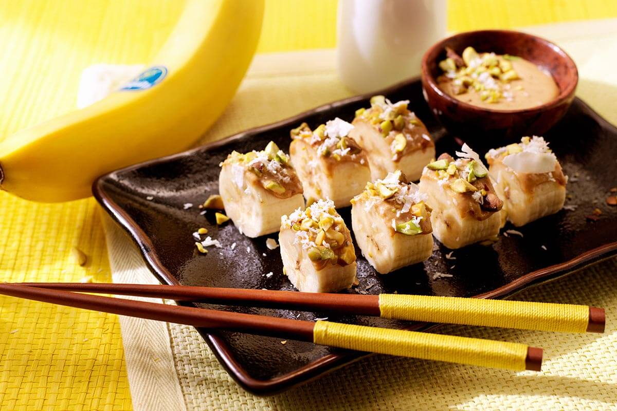 Recept voor bananensushi met kokos