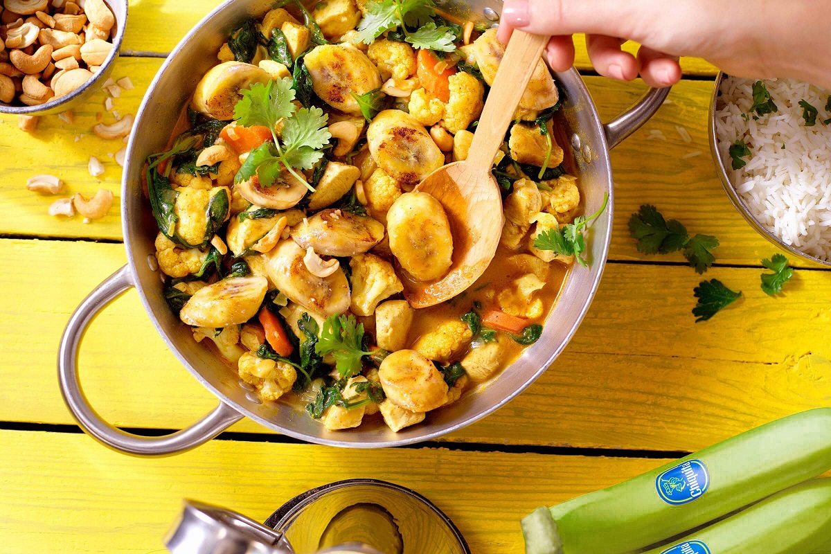 Indiase kipcurry met Chiquita banaan, bloemkool en spinazie