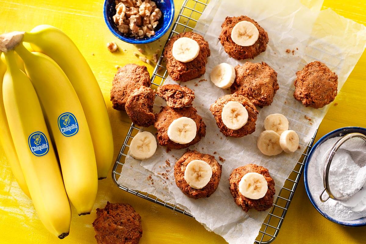 Veganistische Chiquita-bananenbroodkoekjes met overrijpe bananen