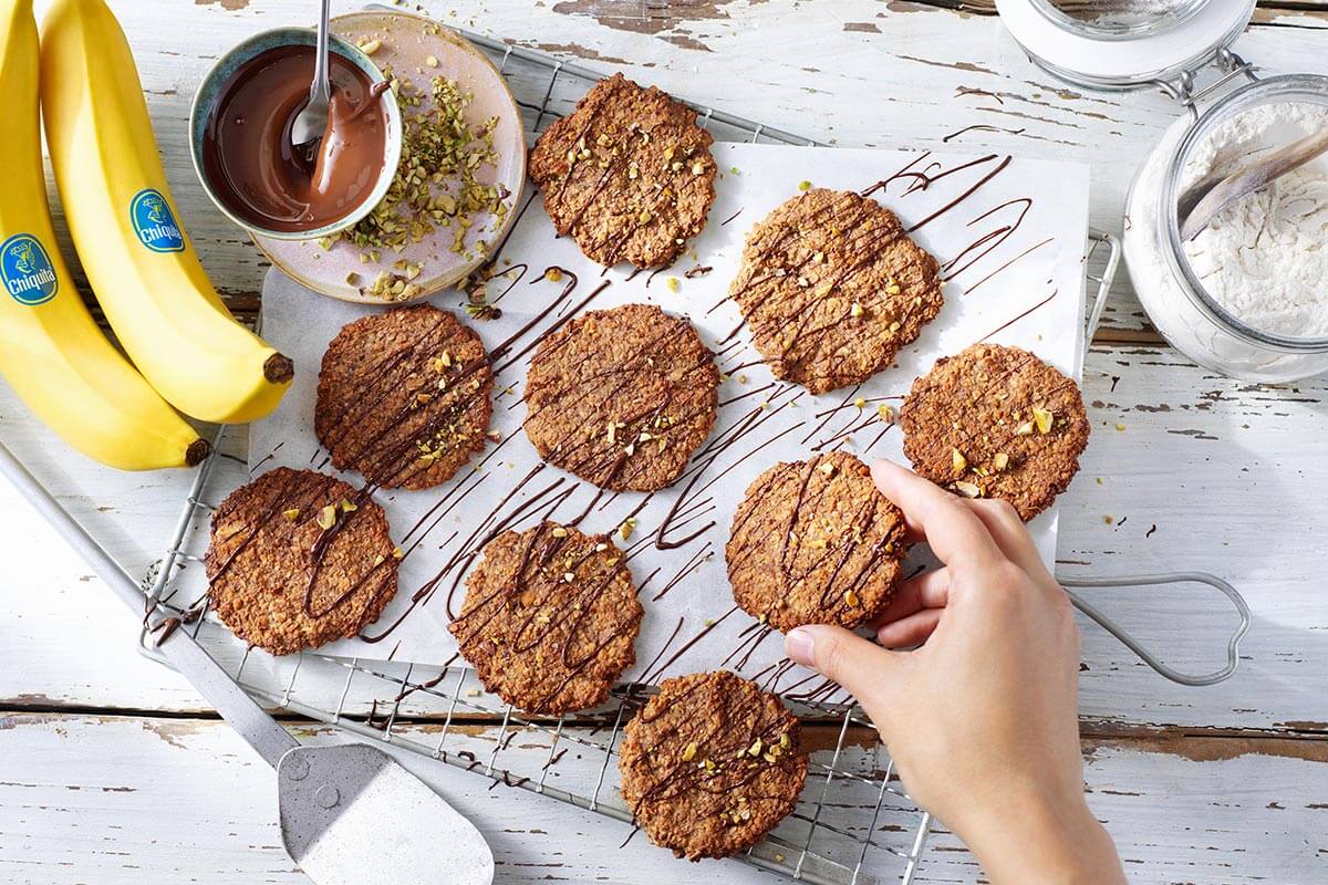 Havermoutkoekjes met Chiquita-banaan en pure chocolade