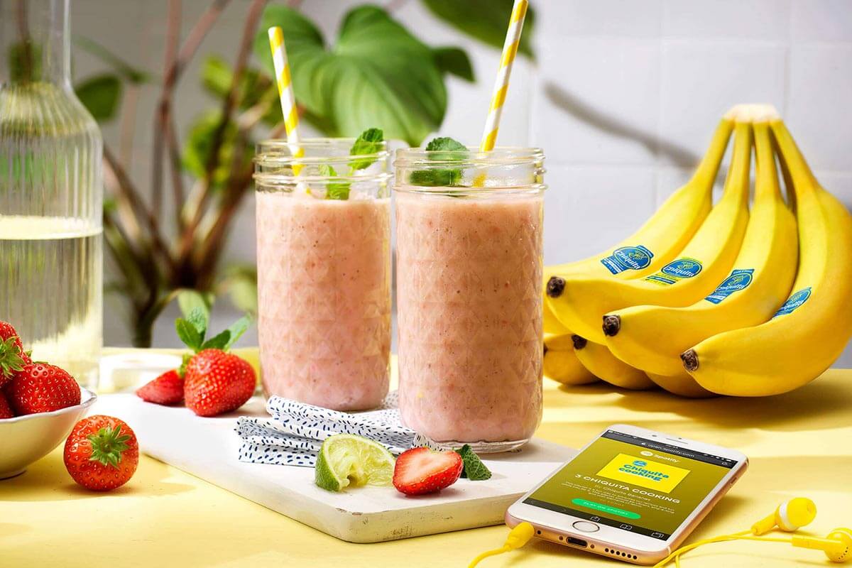 Eenvoudige smoothie met aardbei en Chiquita-bananen