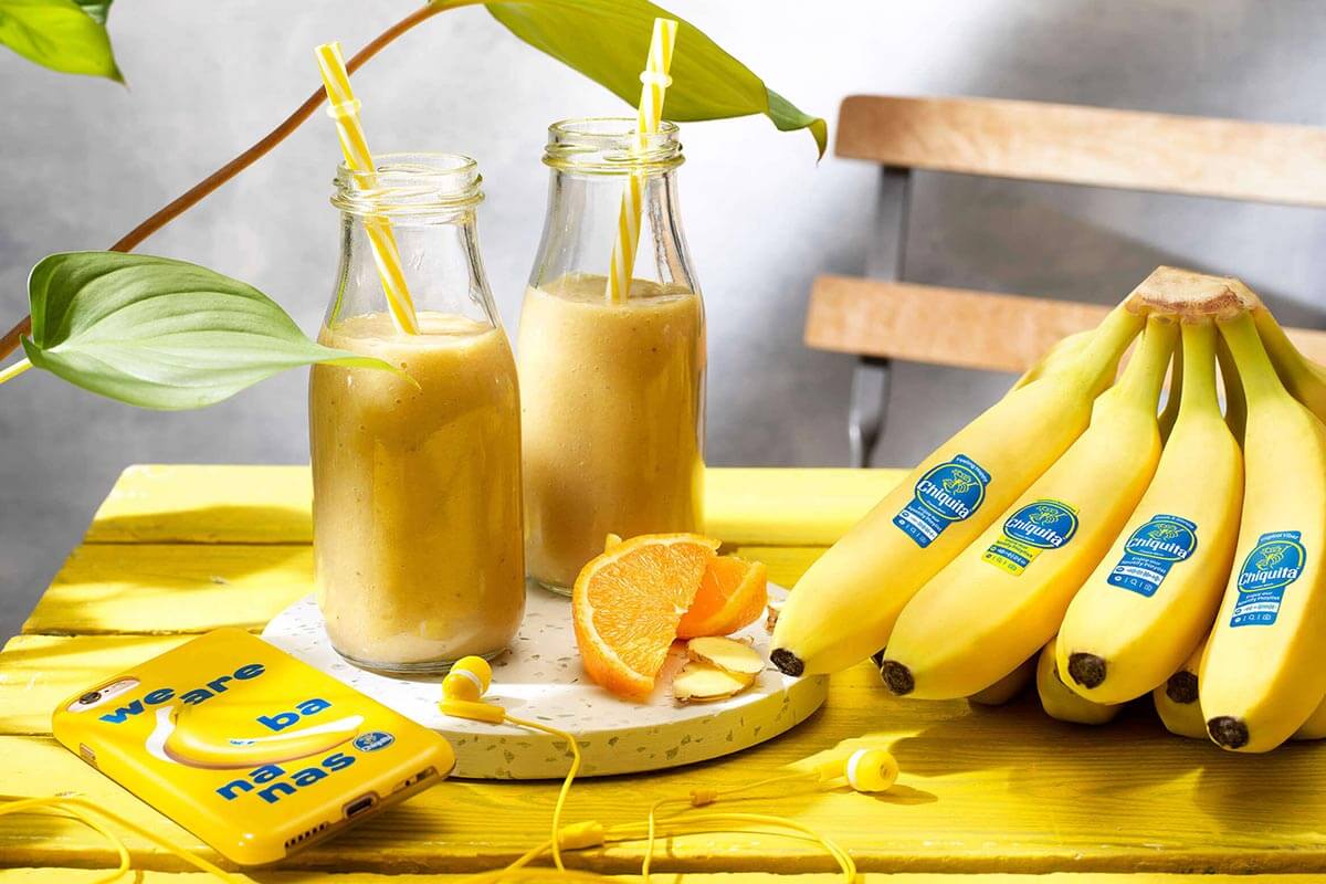 Smoothie met Chiquita banaan, sinaasappel en gember 