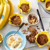 Veganistische Chiquita-banaanmuffins met pecannoten