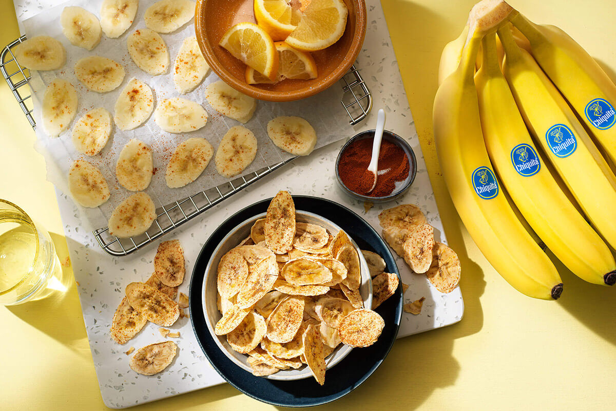 Gezonde gebakken Chiquita-bananenchips