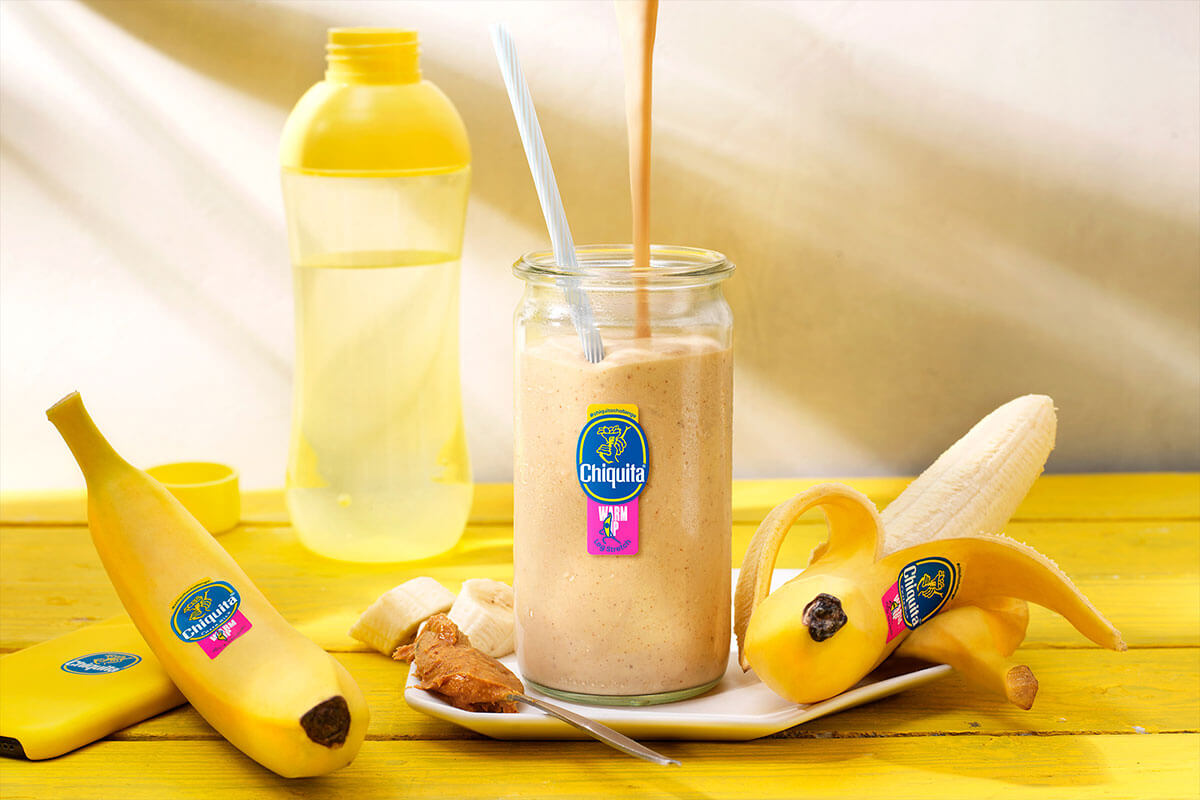 Wat eten voor sporten: Warming-up shake met pindakaas en Chiquita banaan
