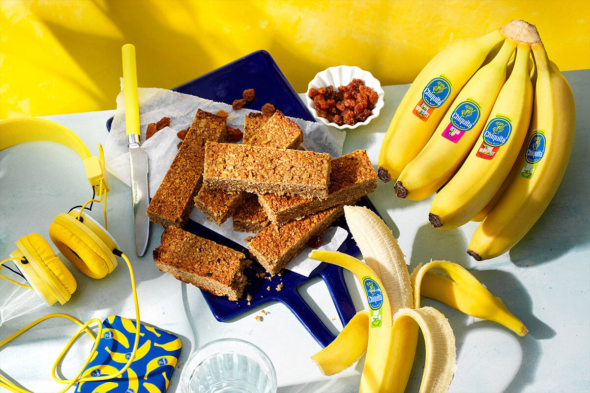 Snelle eiwitrepen van Chiquita bananenbrood