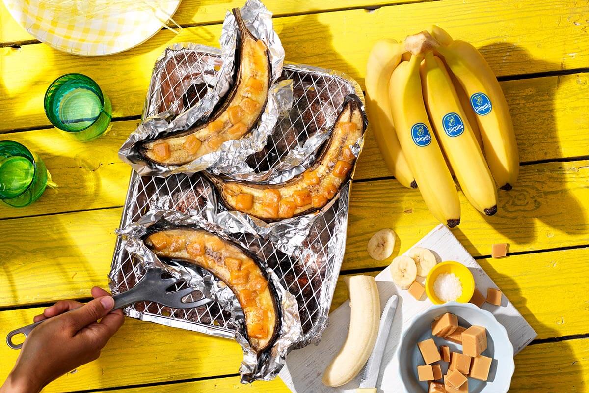 Gekarameliseerde Chiquita bananen voor op de barbecue