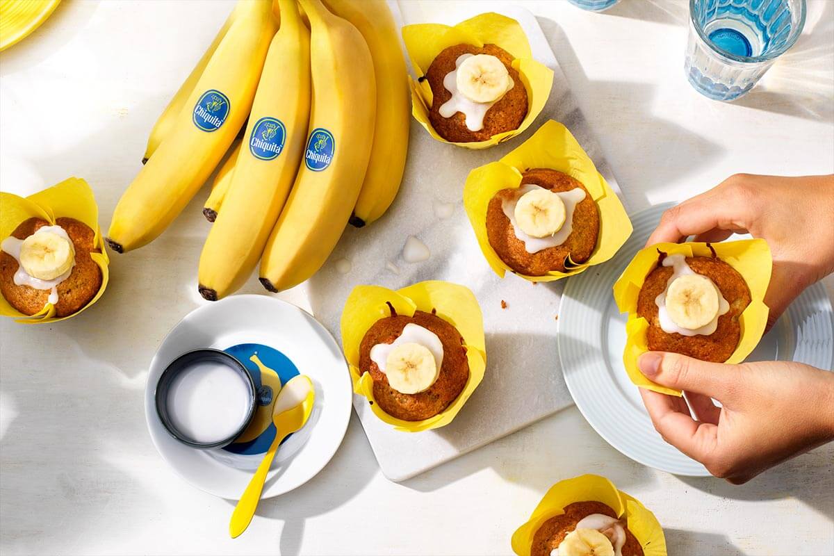 Veganistische Chiquita-bananen-roomcupcakes