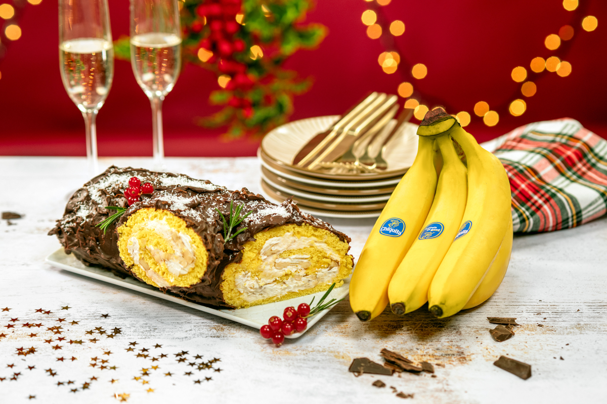 Feestelijke kerstlog met Chiquita banaan